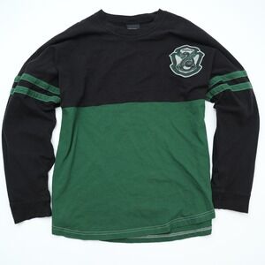 Harry Potter Slytherin Long Sleeve Jersey Shirt Universal Studios LG Black Green